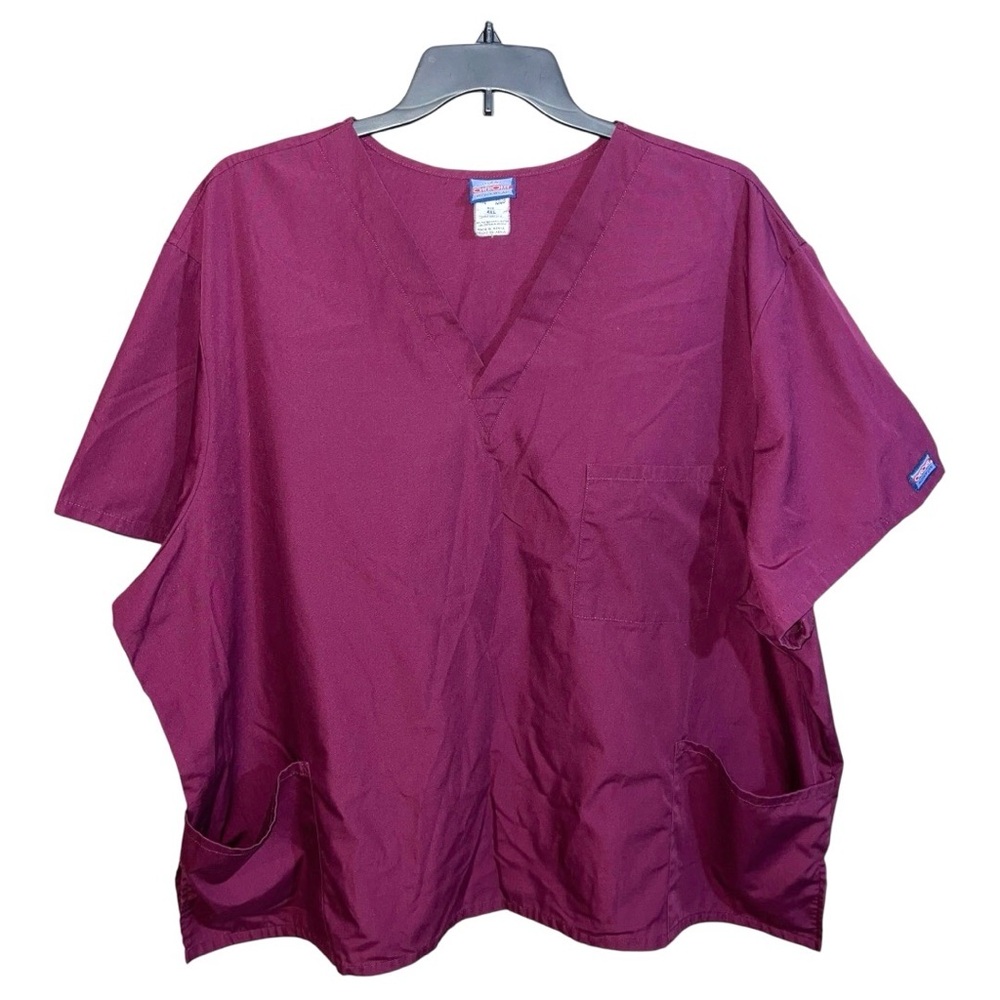 Cherokee Shirt Scrub Top Unisex Size 4XL Burgundy Workwear V-Neck 4876